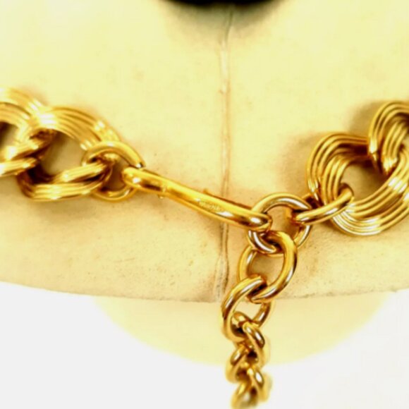 Monet Chunky Adjust. Double Ribbed Link Chain Necklace Gold Tone Vintage - Picture 4 of 5